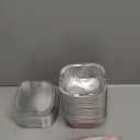 LOKQING 50 Pack Mini Cake Pans with Lids and Spoons Small Aluminum Foil Pans Square Baking Cups Disposable Ramekins Cupcake Liners for Brownie Pie (Pink, 10 oz)