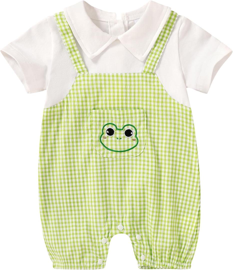 YOUNGER TREE Baby Girl Boy Clothes Short Sleeve Cartoon Animals Infant One-Piece Rompers Summer Outfit