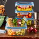 Snapware Glass Total Solutions (5-Pack, 4 Cup) Food Storage Containers Set, Airtight & Leakproof Plastic Locking BPA-Free Lids, Freezer Dishwasher Microwave Safe