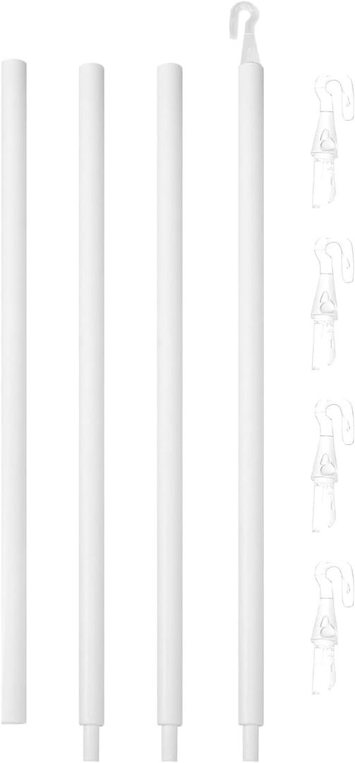 46 Inch Long Blind Wand Replacement with 5 Hook, 1 Pcs White Blind Sticks to Open Blinds, Vertical Blind Rod Replacement Parts, Curtain Opener Stick, Plastic Blind Tilt Wand for Window Shades