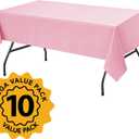 10-Pack Pink Tablecloths for Rectangle Tables, 60 x 102 Inches, Stain-Resistant Polyester Fabric for 6 Foot Tables - Washable Table Covers for Weddings, Banquets, Birthday Parties, Events