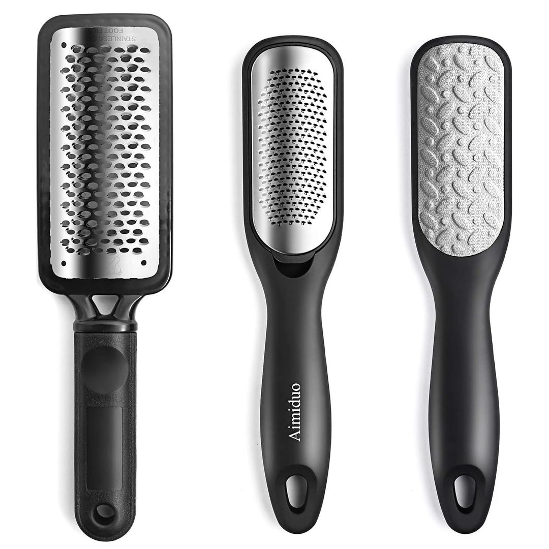 Foot File Callus Remover,Colossal Foot Rasp and Professional Foot Scrubber Pedicure Kit to Remove Hard Skin for Wet and Dry Feet,Surgical Grade Stainless Steel File (Black and Silvery)