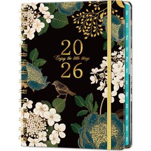 2026 Planner - 2026 Planner Weekly and Monthly, Jan.2026 - Dec.2026, 6.5" x 8.5", Planner 2026, 2026 Weekly Monthly Planner with Green Tabs, Twin-wire Binding, Back Pocket