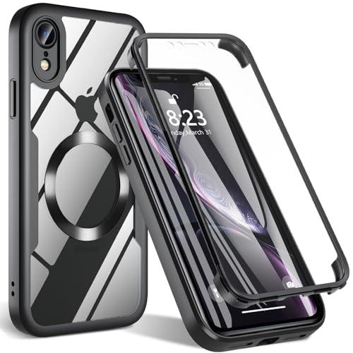 BESINPO for iPhone XR Case, Magnetic Shockproof Cover with Built-in Screen Protector, Military-Grade Full Body Protection, Compatible with MagSafe, Rugged Phone Shell for 6.1" iPhone XR – Black
