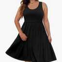 DB MOON Womens 2026 Plus Size Tank Dresses Sleeveless Knee Length Sundress with Pockets, Size L Plus