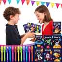 24 Pack Valentines Day Gifts for Kids,Invisible Ink Pen with UV Light and Space Astronaut Valentines Cards Bulk Spy Pen for Kids Boys Girls Classroom Exchange Prizes Party Favors Toys