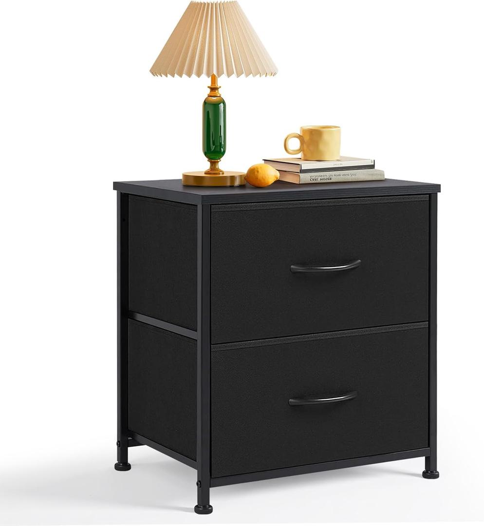 Nightstand Upgraded Small 2 Drawer Dresser End Table Bedside Furniture, 18 inches x 11.8 inches x 20 inches