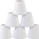 Chandelier Shades Set of 6,Small lamp Shades clip on bulb, mini lamp shade with White Linen Dia 3"Top x 6"Bottom x 5"H (White, 3x6x5")
