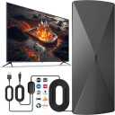 2026 TV Antenna, Digital TV Antenna Indoor with Signal Booster, Long Range Antenna for Smart TV and All Older TV's-Supports 4K 1080p -33ft Coaxial Cable