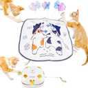 ORSDA Cat Toys for Indoor Cats, 5 in 1 Interactive Automatic Kitten Toys Rechargeable Electric Hide and Seek, Moving Feather, Whack-A-Mole, Spin Flying Teaser Wand Exercise Kicker, Gifts for Cat