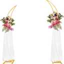 Large Moon Curved Metal Arch Backdrop Stand - Set of 2 Flower Arch for Wedding, Birthday, Anniversary & Bridal Showers (6.2ft, 6.9ft)