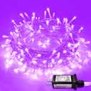 JMEXSUSS Purple Christmas Lights Indoor Outdoor Clear Wire, 66ft 200 LED Purple Lights for Christmas Tree, 8 Modes Deep-Violet String Lights Plug in for Christmas Bedroom Garden Party Xmas Decorations