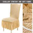 Qubjus Chair Covers for Dining Room Set of 2 Stretch Chair Slipcovers with Skirt Removable Washable Kitchen Chair Protector Cover Set for Home, Party, Wedding(Beige, 2Pcs)
