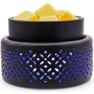 VICTORIA AROMA Ceramic Wax Melt Warmer - 7 Colors Changing LED Light Candle Wax Warmer for Scented Wax, Electric Fragrance Wax Melter for Home, Office, Bedroom Decor, and Gifts (Black)