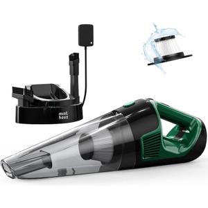 Minthouz Handheld Vacuum Cordless, Strong Suction Car Vacuum Cleaner with LED Light, Long Runtime Hand Vacuum Cordless Rechargeable, Hand Held Vac with Charging Base for Home/Car/Pet/Office (Dark Green)