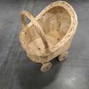DECHOUS Stroller Shaped Woven Flower Basket with Handle for Decorative Rattan Floral Basket for Weddings Floral Present