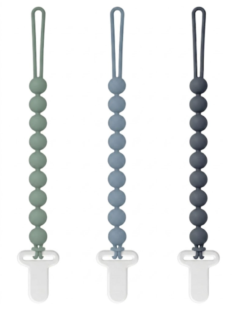 Pacifier Clips Silicone, 3-Pack Pacifier Holder Clip with Stylish Round Design, 100% Food Grade Silicone, Safe Essentials for Newborns Baby Boys and Girls