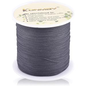 KONMAY 1 Roll 150yd Nylon Bracelet Making String, Braided 0.4mm Nylon Shamballa Macram/Beading Cord,Chinese Knotting Cord, Kumihimo Beading String, Black 900