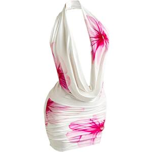 SweatyRocks Women's Club Halter Cowl Neck Dress Draped Going Out Open Back Cocktail Mini Dresses Party Clubwear (XS, Multicolor)