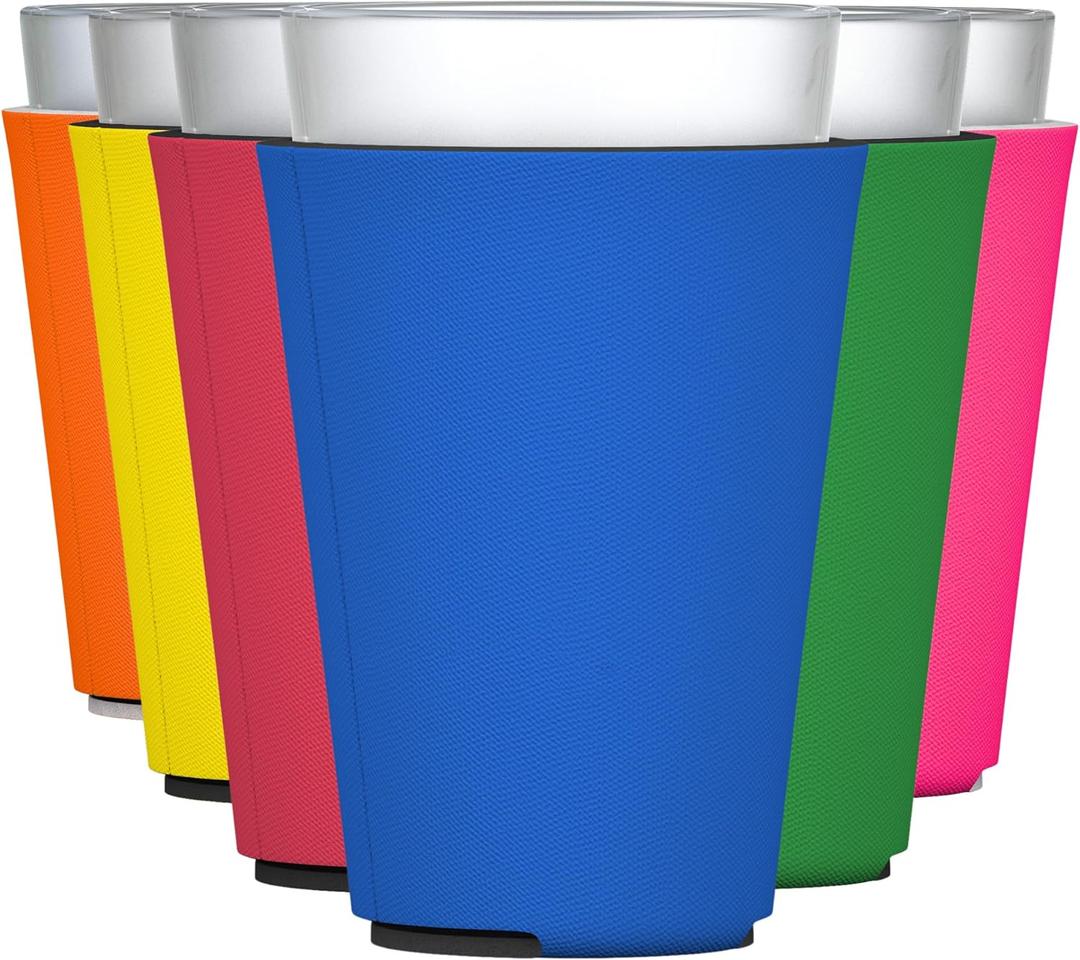 TahoeBay Blank Pint Glass Sleeves (6-Pack) 16 Ounce Insulating Foam Collapsible Beer Drinking Cup Holder (Multicolor)