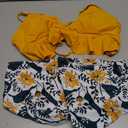 Womens Tankini Swimsuits Ruffled Tank Top Tummy Control Floral Modest Swimwear High Waisted Bikini (Yellow, XXL)