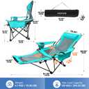 Reclining Camping Chair 4 Position with Foot Rest Comfortable for Adults 265Ibs Folding Lounger Mesh Beach Chair with Cooler Bag and Cup Holder for Outdoor Patio