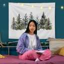 AQYIP Christmas Tree Tapestry, Forest Green Christmas Tapestry Decorative, Winter Forest Pine Tree Landscape Wall Blanket Decor for Home Bedroom Living Room, 50x60 Inch