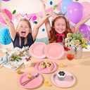 Pink Paper Plates Gradient Pink Party Plates 7Disposable Round Dessert Plates for Birthday Wedding Bridal Engagement Baby Shower Party Supplies 4 Colors (24)