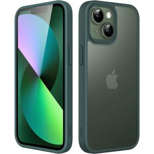 JETech Matte Case for iPhone 13 6.1-Inch, Shockproof Military Grade Drop Protection, Frosted Translucent Back Phone Cover, Anti-Fingerprint (Dark Green)