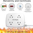 6 Ft Surge Protector Power Strip - 8 Widely Outlets with 4 USB Ports, 3 Side Outlet Extender with 6 Feet Extension Cord, Flat Plug, Wall Mount, Desk USB Charging Station, ETL,White