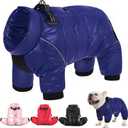 AOFITEE Dog Coat, Waterproof Dog Jacket for Winter, Warm Fullbody Dogs Snowsuit, Winter Coat for Small Dogs, Zip Up Pet Puffer Jacket Fleece Vest, Outdoor Reflective Cold Weather Pet Coats, Blue S