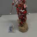 Valentine's Day Tree Tabletop Decorations with 20 Red Lights, Timer, Battery Operated - 16 Inch, Pink & White Hearts, 32 Red Berries - Perfect for Home, Table, Bedroom, Indoor Party & Wedding Decor