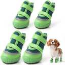 Dog Shoes for Small Dogs, Breathable Dog Boots Paw Protector for Hot Pavement Winter Snow, Dog Booties with Reflective Strips Rugged Anti-Slip Sole for Hardwood Floors Outdoor Walking Green Size 3 (#3 (Width 1.49 inch) for 11.0-16.5 lbs)