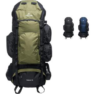 Teton 75L Explorer Internal Frame Backpack for Hiking, Camping, Backpacking, Rain Cover Included, Olive Teton 75L Explorer Internal Frame Backpack for Hiking, Camping, Backpacking, Rain Cover Included, Olive