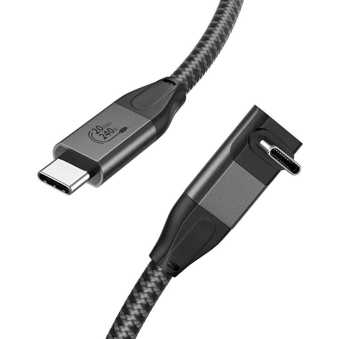 XAOSUN USB C to USB C Cable - 3.3ft, 90 Degree, 20Gbps Data Transfer, 4K Video, 240W Fast Charging for MacBook, iPad, Samsung, ROG Ally