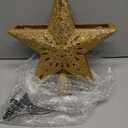 Kesfitt Christmas Tree Topper Golden Lighted with 6 Projection Modes,Christmas Tree Star Built-in LED Rotating Lights, 3D Glitter Dynamic Projection for Xmas Party Holiday Decorations