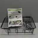 Dish Drying Rack Over the Sink In Stainless Steel Black Expandable Drainer for Small Kitchen, Counter Space Saving Compact Inside Sink Plate Dryer, Adjustable Hanging Metal Wire Strainer Drain Holder