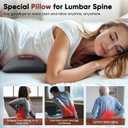 3 in 1 Upadate Rechargeable Electric Lumbar Support Pillow with Adjustable Height for Bed and Chair,Cordless Back Massager for Pain Relief Deep Tissue,Back Massager with Heat for Home & Office