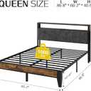 OLEVS Queen Bed Frame Metal Platform Bed Queen Size with 2-Tier Storage & LED Light Headboard, Charging Station Type C, No Box Spring Needed