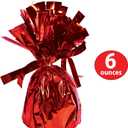 Beistle Metallic Plastic Wrapped Balloon Weight Holders For Birthday Party Decorations, Red - 6 Piece