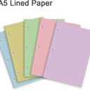 (5 Pack) A5 Filler Paper, 3 Hole Notebook Refills Paper for 3 Ring Refillable Binder, 110 Gsm 5-Color Loose Leaf Planner Refill Paper, 500 Sheets/1000 Pages, 5.7x8.3 Inch