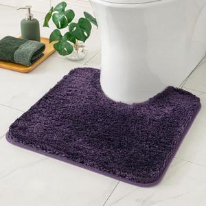 MIULEE Toilet Rug U Shaped for Bathroom - Soft and Absorbent Microfiber Contour Bath Rugs for Toilet, Non Slip Rubber Backside for Extra Safety, Machine Washable - Dark Purple, 20''x20'' (1'8" x 1'8" (U-Shape))