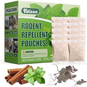 Mouse & Rat Repellent Pouches with Peppermint Oil, Natural Scent-Based Rodent Deterrent for Indoor & Outdoor Use, for Home, Garage, Car, RV, Basement & Storage, 10 Pack Unopened