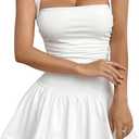 SOLY HUX Women's Bubble Mini Dress Y2K Halter Backless Club Party Graduation Short Dresses with Shorts Underneath L