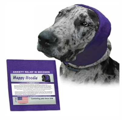 Happy Hoodie The Original Dog & Cat Calming Band - American Brand - Anxiety Relief/ Noise Protection-Grooming-Thunder-Fireworks (X-Large, Purple) - Since 2008