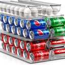 Sorbus Soda Can Organizer for Refrigerator & Egg Holder for Fridge Set, 4 Stackable Can Holder Dispenser Holds 12 Cans Each & 2 Egg Holders with Lid holds 14 eggs for Fridge, Pantry, Freezer, BPA-Free (Set of 6)