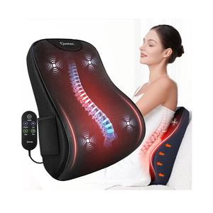 KNQZE Lumbar Support Pillow for Office Chair, Heated Back Support Pillow with Vibration, Back Massage for Pain Relief, 3 Heating Levels & 4 Motors & 3 Intensities, at Home Office Car Sofa - Black