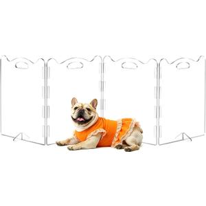 Clear Acrylic Freestanding Dog Gates, 4 Panel - 80''W x 24''H