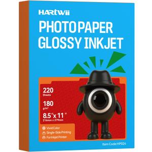 220 Sheets Inkjet Glossy Photo Paper 8.5x11 Inches 48lb-180Gsm for Inkjet Printers,A4 Letter Size Ideal for Brochure Paper, Flyers Paper Single Side, Suitable for All Dye Ink