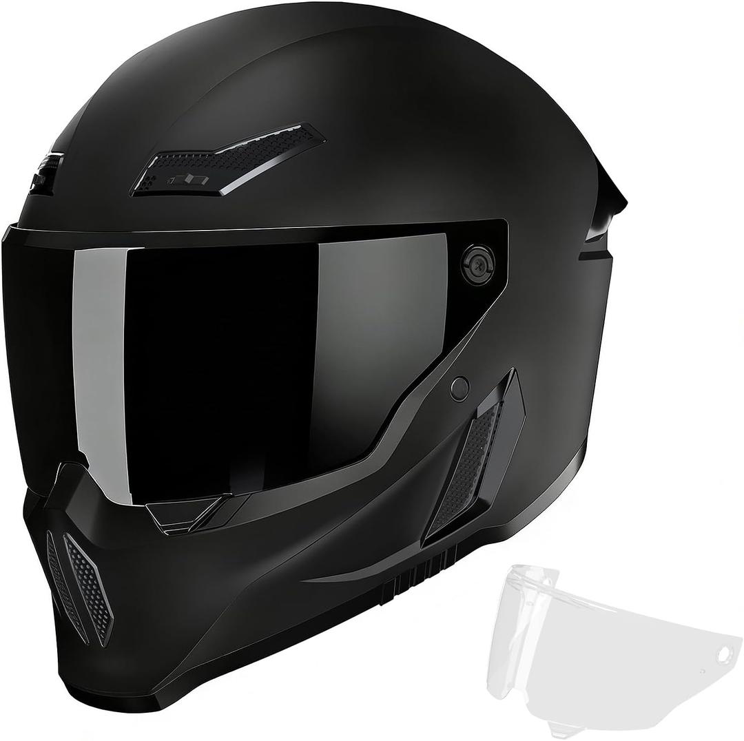 MXJ Gear Motorcycle Helmets for Adult Men Women,MG666 Full Face Helmet (XL, Black)